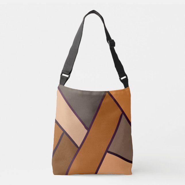Faux-Leder-Patchwork-Braun-Muster Tragetaschen Mit Langen Trägern (Vorderseite)