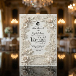Faux Letterpress Effect Ornate Floral Wedding  Einladung
