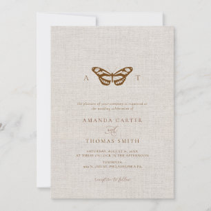 Faux-Lineneinladung Schmetterling Monogramm Chic H Einladung