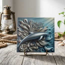 Faux-Metall-Ozeanriff- und Delfin-Dekorative Fliese