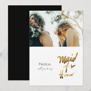 Faux-Minimalist Willst du meine Trauzeugin sein Fo Einladung