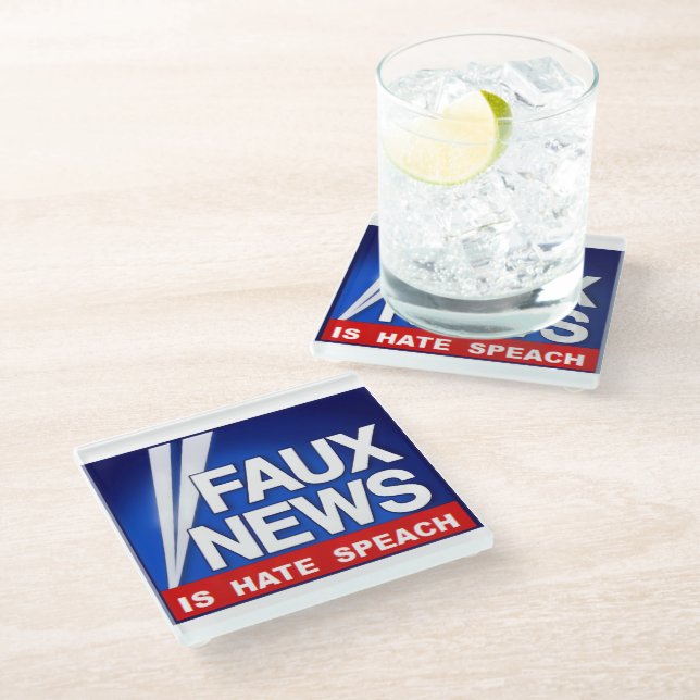 Faux News Glasuntersetzer (Schrägansicht)