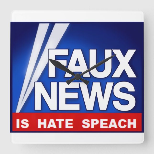Faux News  Quadratische Wanduhr (Vorderseite)