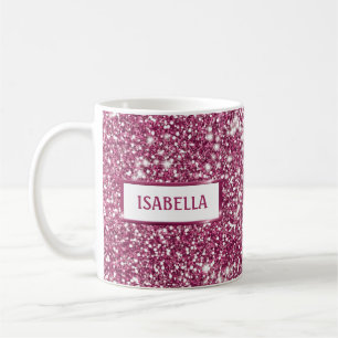 Faux-Pink-Glitter-Textur-Look mit individuellem Na Kaffeetasse