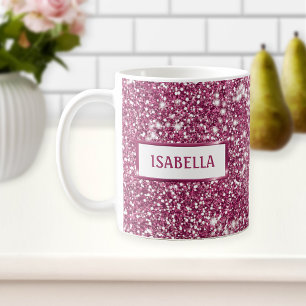 Faux-Pink-Glitter-Textur-Look mit individuellem Na Kaffeetasse