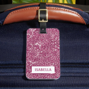 Faux-Pink-Glitter-Textur-Look mit individuellem Te Gepäckanhänger