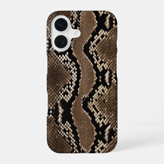 Faux Rock Python Snake Skin iPhone 16 Hülle (Rückseite)