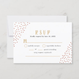 Faux-Roségold-Konfetti-Hochzeitsbuffet-Antwort RSVP Karte