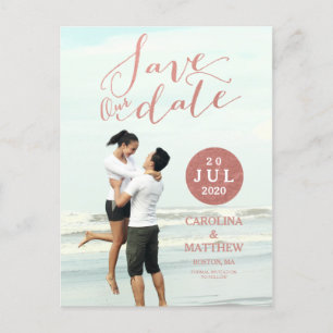 Faux-Roségoldfolie Foto Save the Date Postkarte