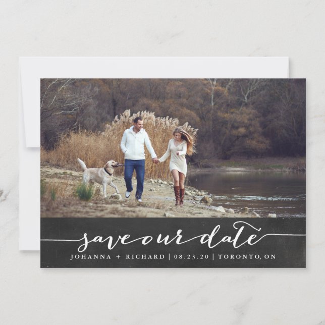 Faux-Schultafel-Handschrift-Skript Termin merken Save The Date (Vorderseite)