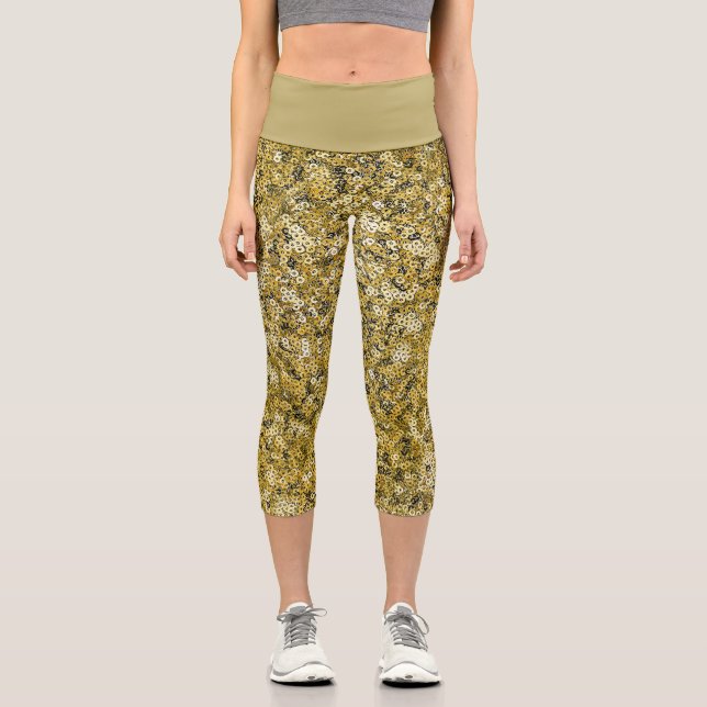 Faux Sequin Gold Pattern  Capri Leggings (Vorderseite)