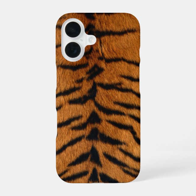 Faux Siberian Tiger Skin iPhone 16 Hülle (Rückseite)