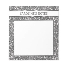 Faux-Silber-Glitter-Textur-Look & Benutzerdefinier Notizblock