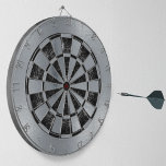 Faux Silver Foil Black Marble Faux Metallic Dartscheibe<br><div class="desc">A classic dartboard design with alternating  black marble and faux silver triangles. The outside circle is faux silver foil.</div>