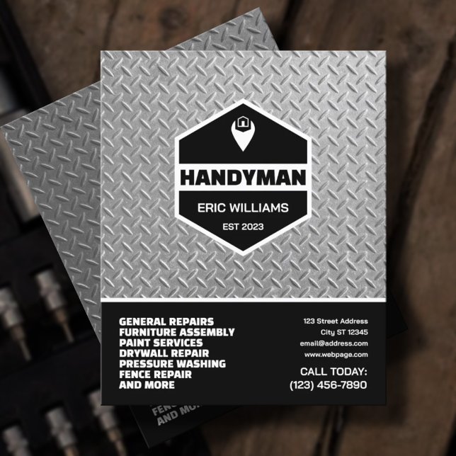Faux stamped metal texture handyman flyer (Von Creator hochgeladen)