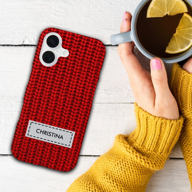 Faux Sweater Knit Custom Name Phone Case iPhone 16 Hülle (Von Creator hochgeladen)