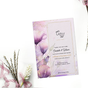 Faux-Vellum-Luxus-Monogramm-Blumenhochzeit Einladung