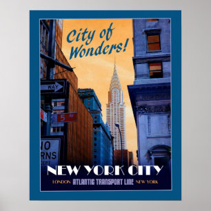 Faux-Vintage-NYC-Reiseposter Poster