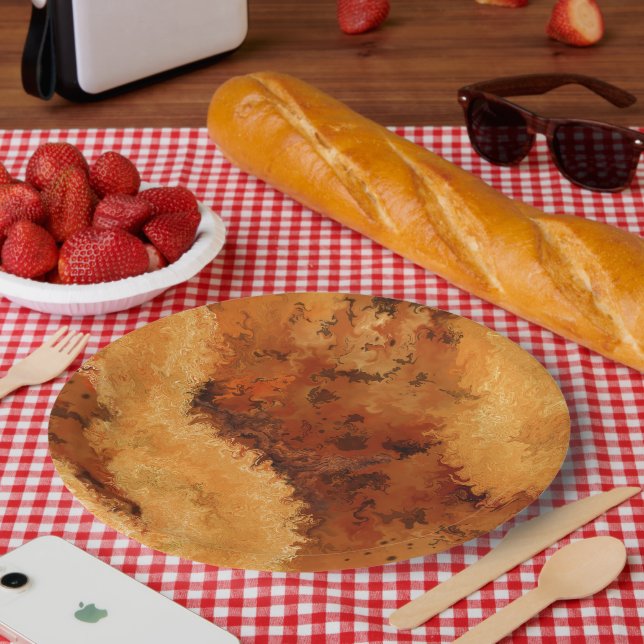 Faux-Walnuß-Burel-Muster  Pappteller (Picknick)