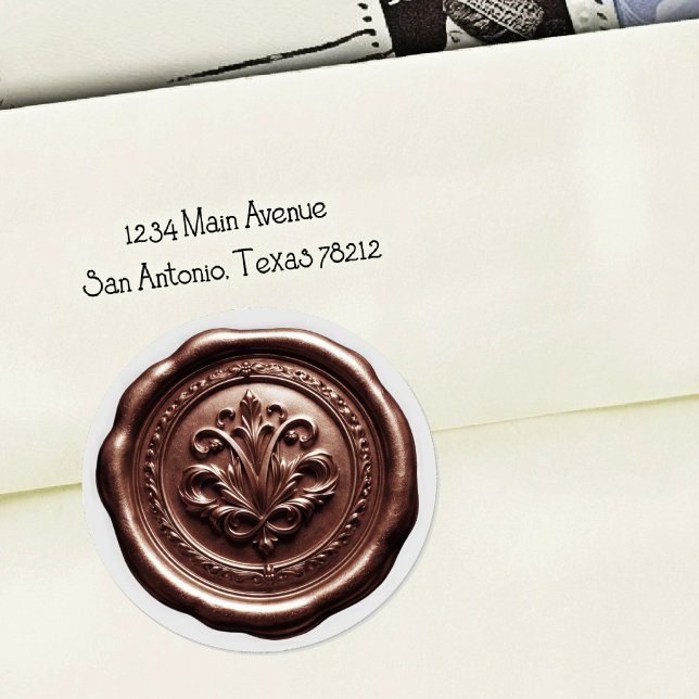 Faux Wax Envelope Seal Style 4 Milk Chocolate 2 Runder Aufkleber (Von Creator hochgeladen)