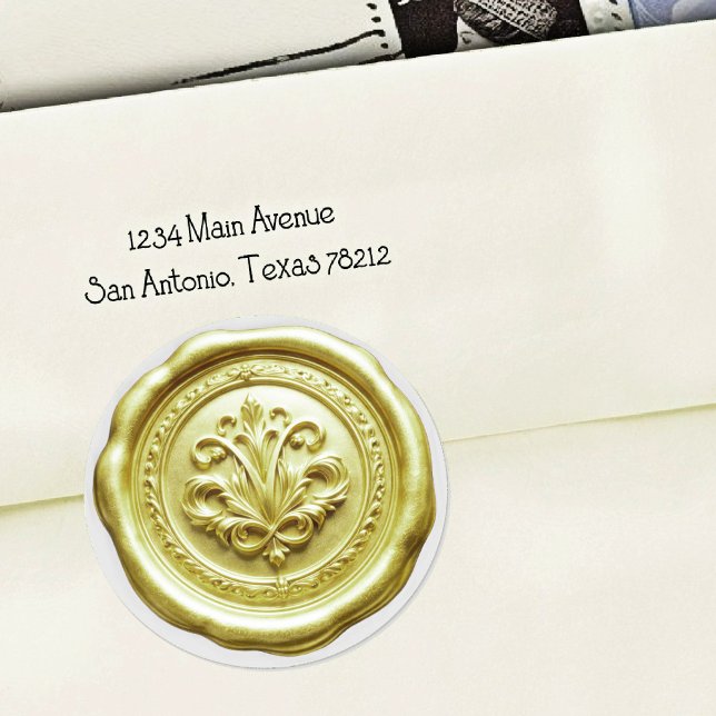 Faux Wax Envelope Seal Style 4 Pale Yellow Runder Aufkleber (Von Creator hochgeladen)