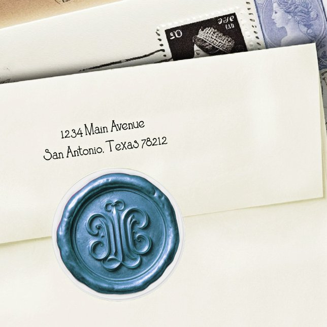 Faux Wax Seal Deep Impression Blue 2 Runder Aufkleber (Von Creator hochgeladen)