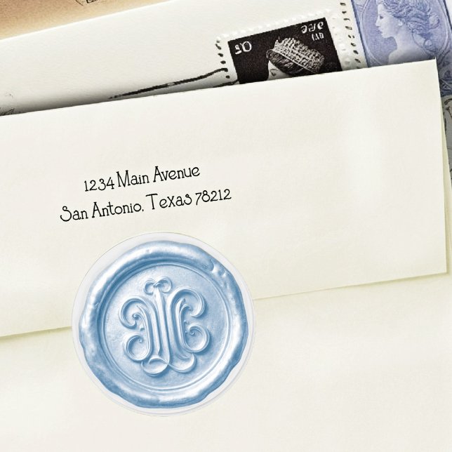 Faux Wax Seal Deep Impression Blue Runder Aufkleber (Von Creator hochgeladen)
