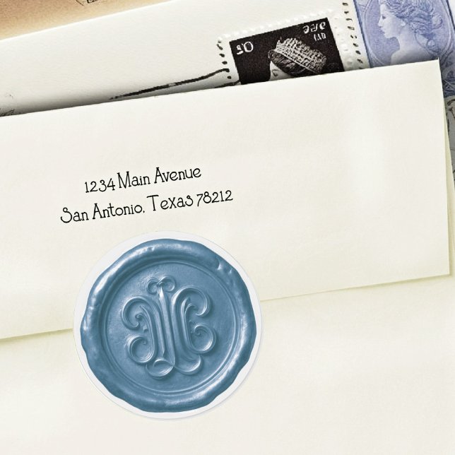 Faux Wax Seal Deep Impression Blue Runder Aufkleber (Von Creator hochgeladen)