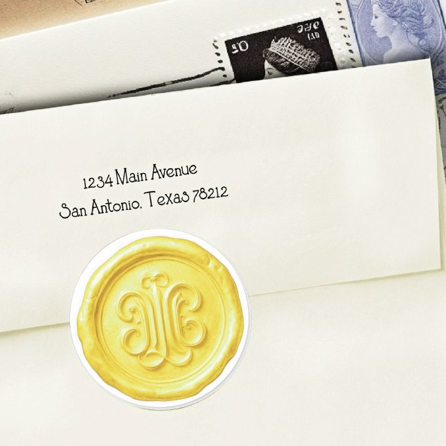 Faux Wax Seal Deep Impression  Lemon Yellow Runder Aufkleber (Von Creator hochgeladen)