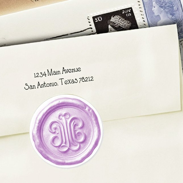 Faux Wax Seal Deep Impression Light Purple Runder Aufkleber (Von Creator hochgeladen)