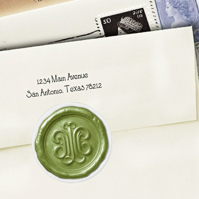 Faux Wax Seal Deep Impression Olive Green Runder Aufkleber (Von Creator hochgeladen)
