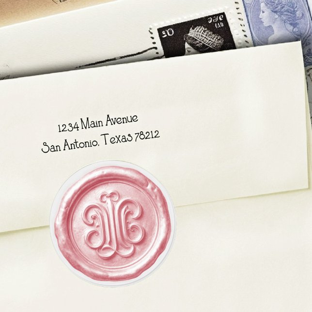 Faux Wax Seal Deep Impression Pink Runder Aufkleber (Von Creator hochgeladen)
