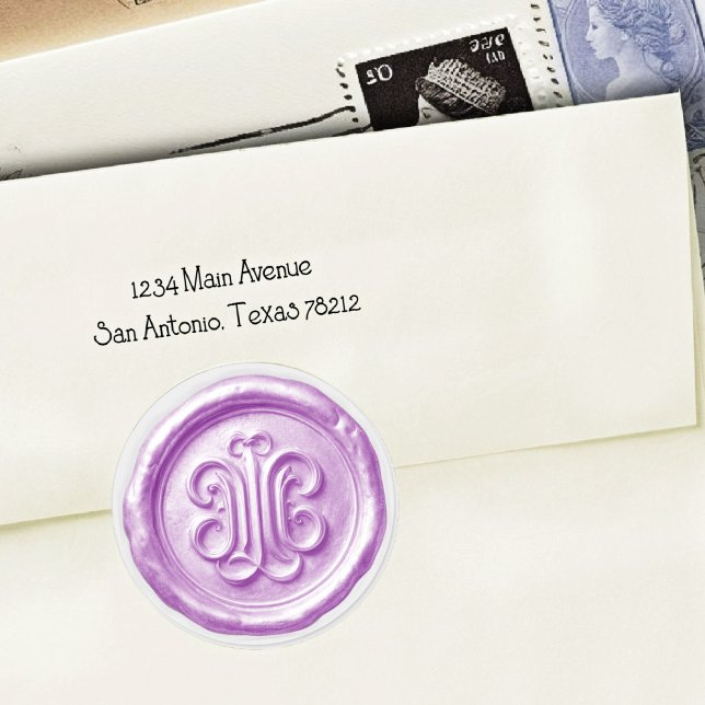 Faux Wax Seal Deep Impression Purple Runder Aufkleber (Von Creator hochgeladen)