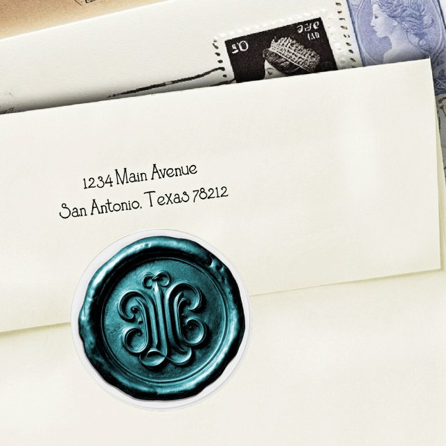Faux Wax Seal Deep Impression Teal Blue 2 Runder Aufkleber (Von Creator hochgeladen)