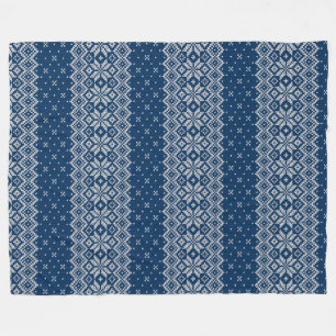 Faux-Woll-Strickmuster Blau und Weiß Fleecedecke