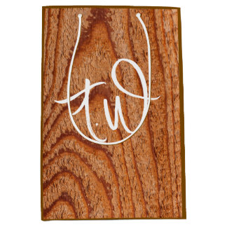 Faux Wooden Custom Initials Mittlere Geschenktüte