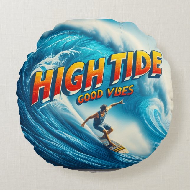 Faux Wrapped Canvas Print Rundes Kissen (Vorderseite)