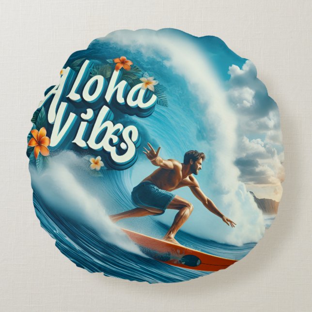 Faux Wrapped Canvas Print Rundes Kissen (Vorderseite)