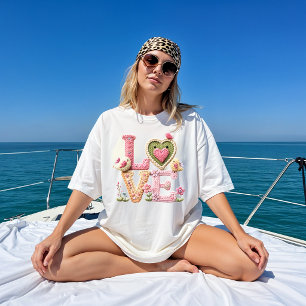 Faux-Yarn-Gestrickte "LOVE" Tri-Blend Shirt