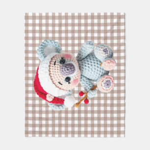 Faux-Yarn-Notch-Hook-Koala-Weihnachtsdesign Fleecedecke