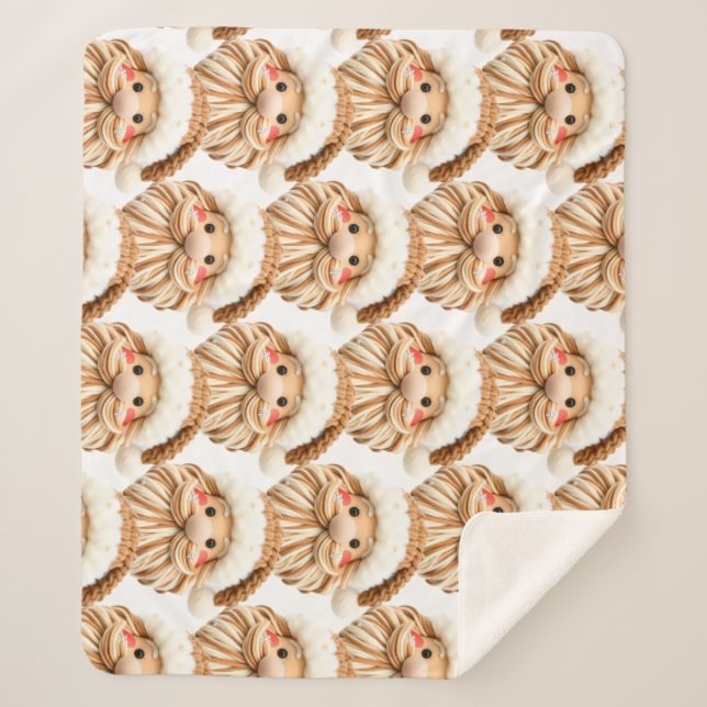 Faux yarn notch-hook Santa face Christmas Sherpadecke (Vorderseite)