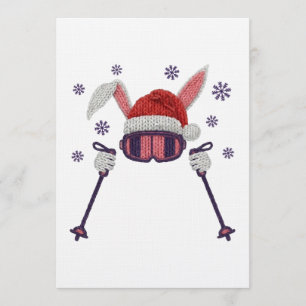Faux-Yarn-Ski-Hase mit Santa-Hut Winter Humor Einladung