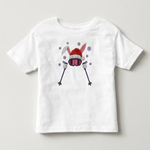 Faux-Yarn-Ski-Hase mit Santa-Hut Winter Humor Kleinkind T-shirt