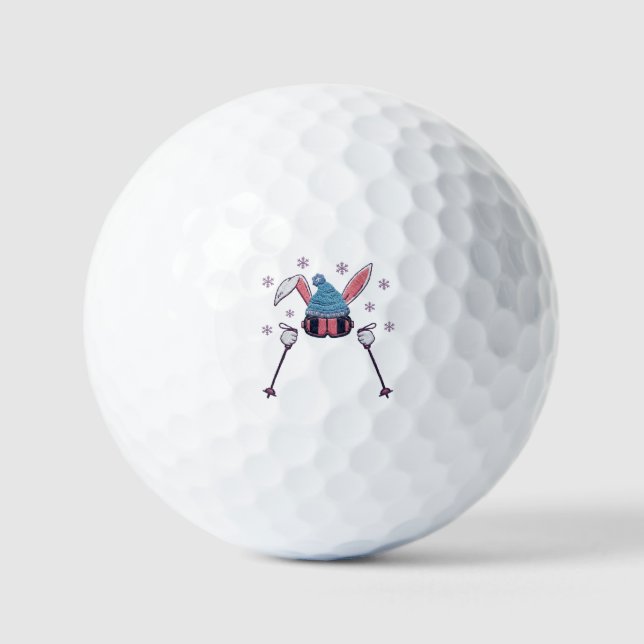 Faux-Yarn-Ski-Hase Winter Humor Golfball (Vorderseite)