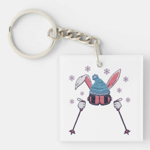 Faux-Yarn-Ski-Hase Winter Humor Schlüsselanhänger