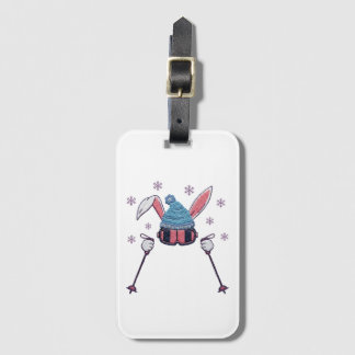 Faux yarn skiing rabbit winter humor gepäckanhänger