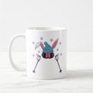 Faux yarn skiing rabbit winter humor kaffeetasse