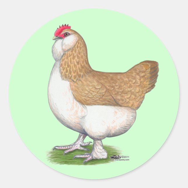 Faverolle Hen Runder Aufkleber (Vorderseite)