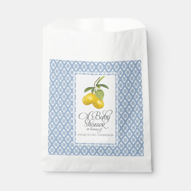 Favor Baby Shower Boy Boho Farmhouse Lemon Blue Geschenktütchen (Vorderseite)