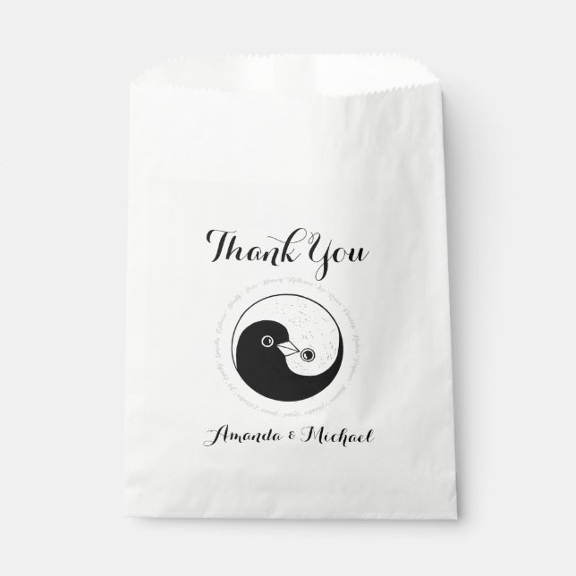 FAVOR BAGS b/w YinYang Dove Harmomy Geschenktütchen (Vorderseite)